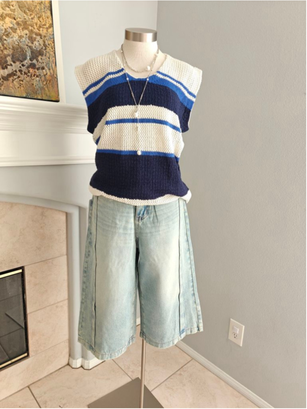 NWT Wide Leg Denim Culottes | Light Wash Bermuda Shorts | Y2K Denim